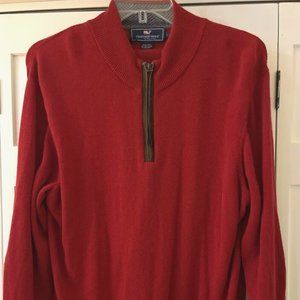 Vinyard Vines Men’s Quarter Zip Red Pullover Knit Sweater Preppy Work Casual